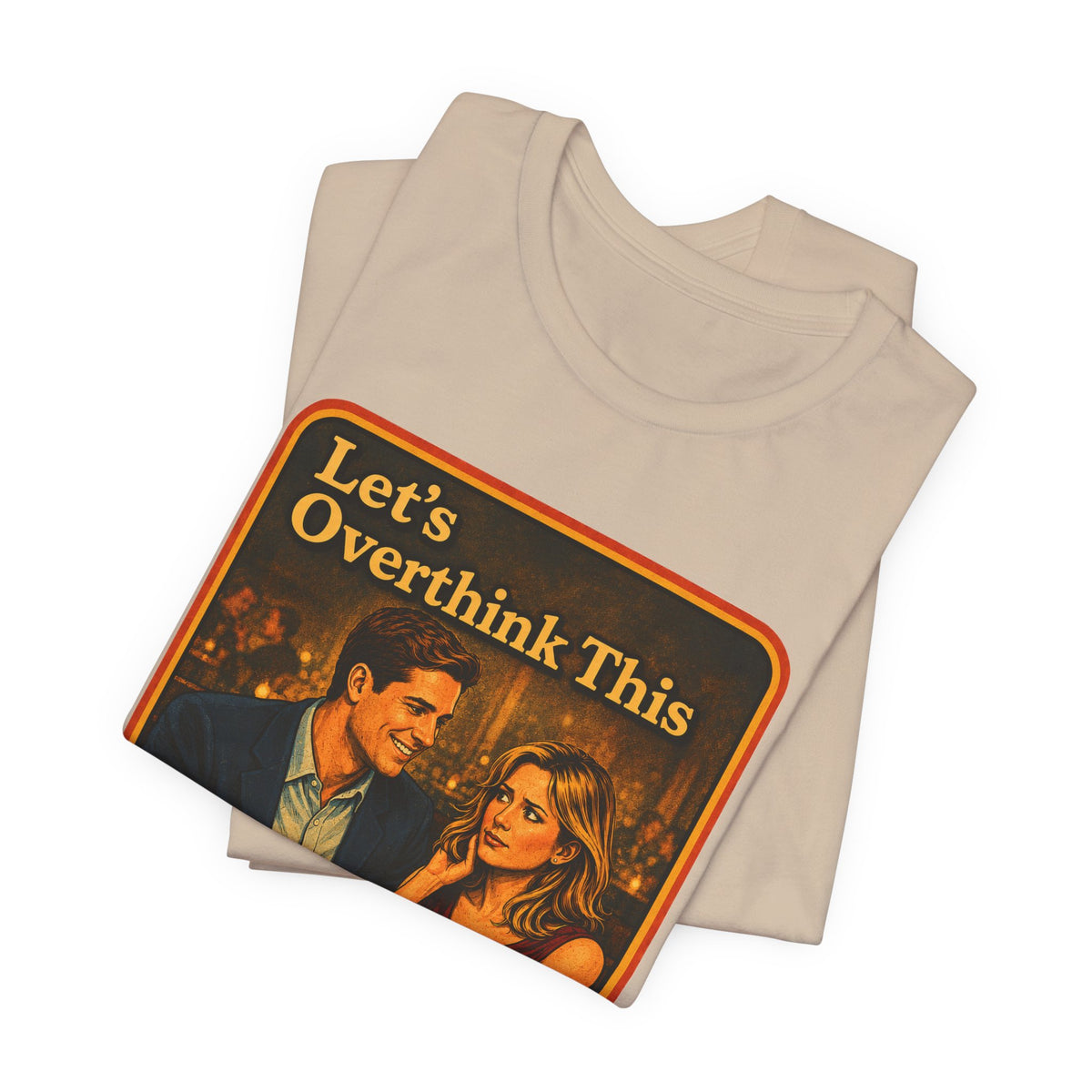 Let's Overthink This Unisex Tee in Tan, view 3