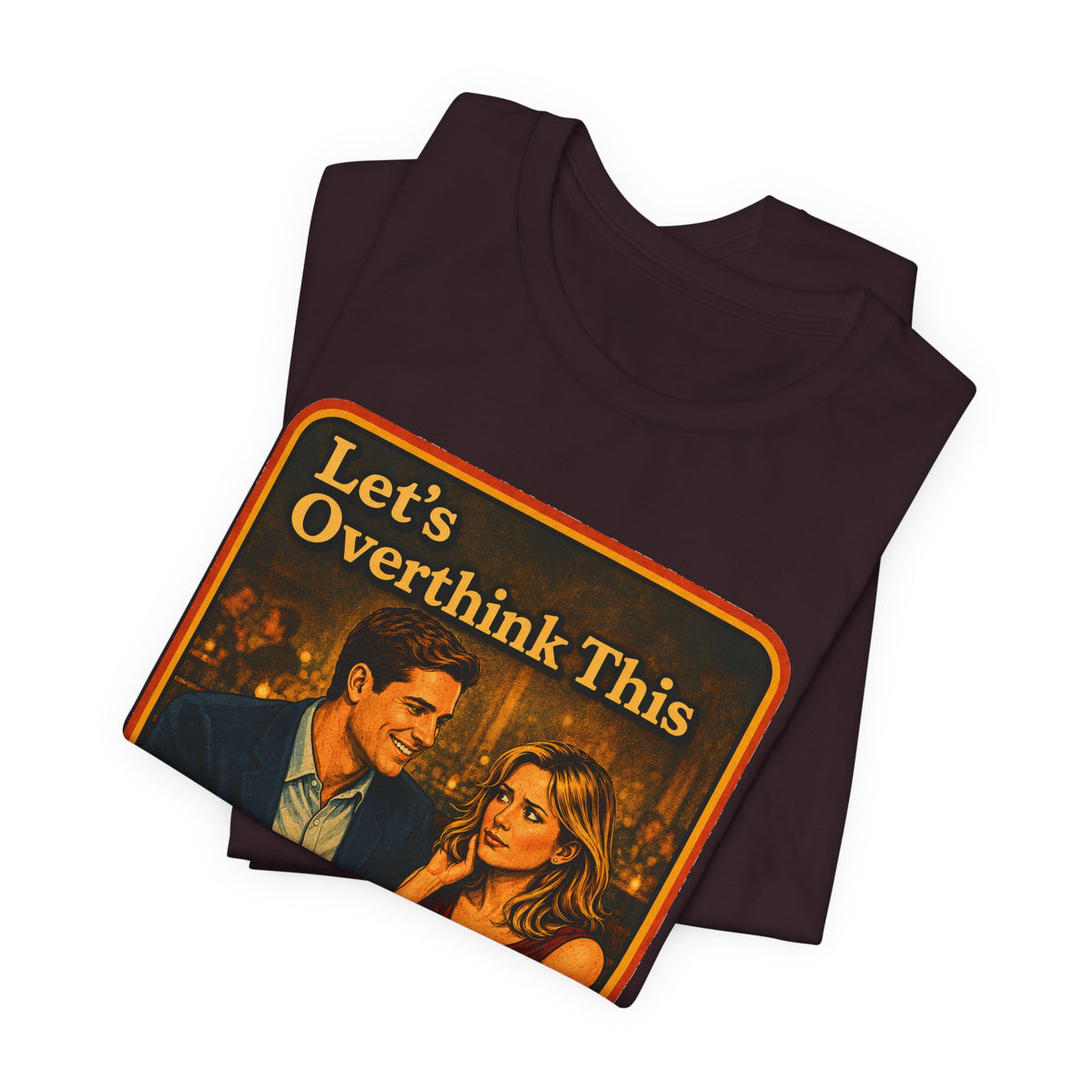 Let's Overthink This Unisex Tee in Oxblood Black, view 3