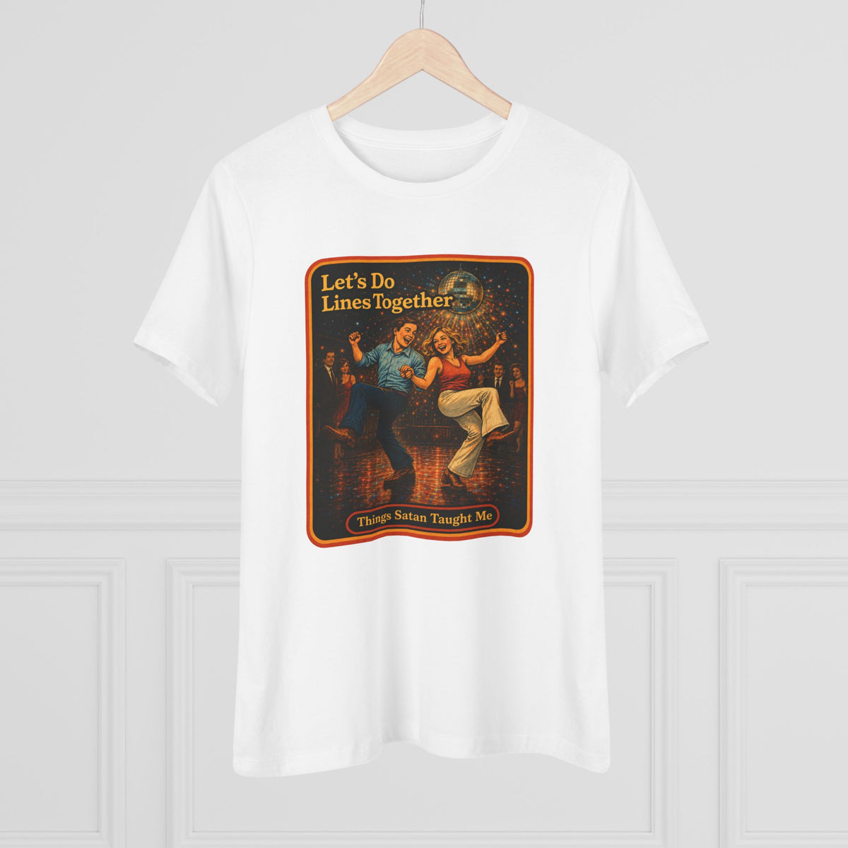 Let's Do Lines Together Women's Tee in White, view 4
