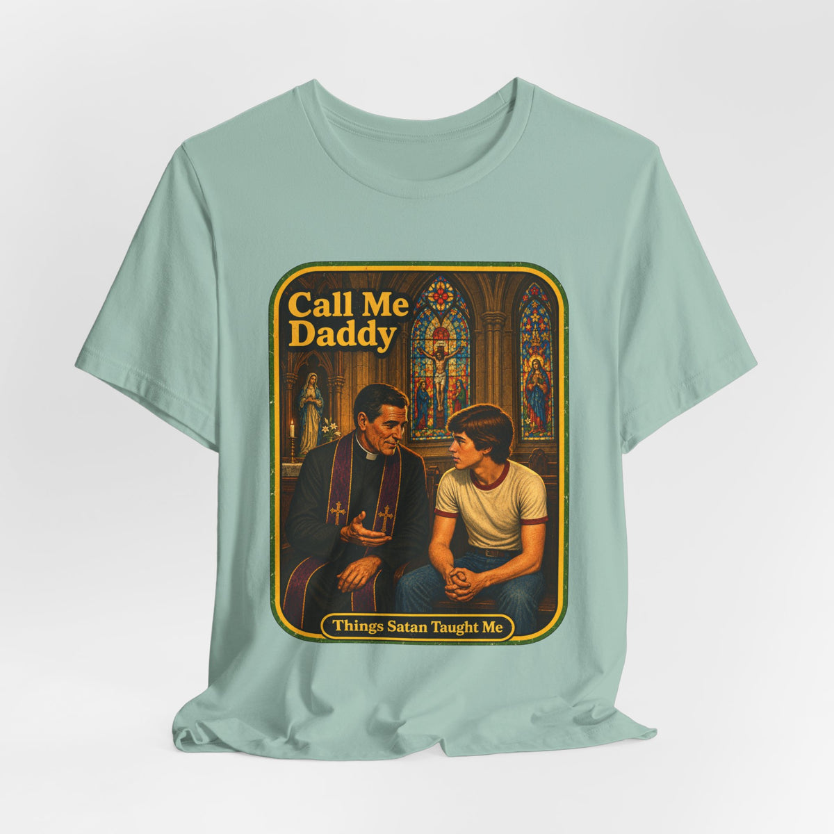 Call Me Daddy Unisex Tee in Dusty Blue, view 4