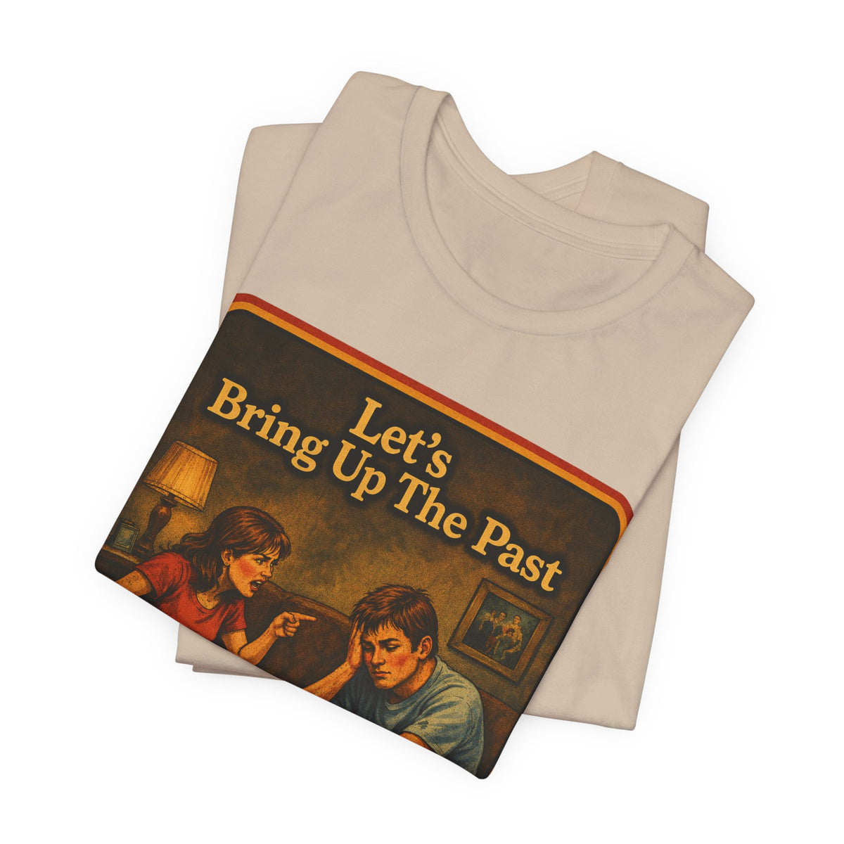 Let's Bring Up The Past Unisex Tee in Tan, view 3