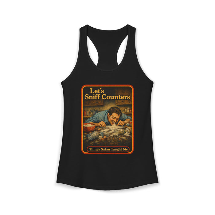 Let's Sniff Counters Racerback Tank in black
