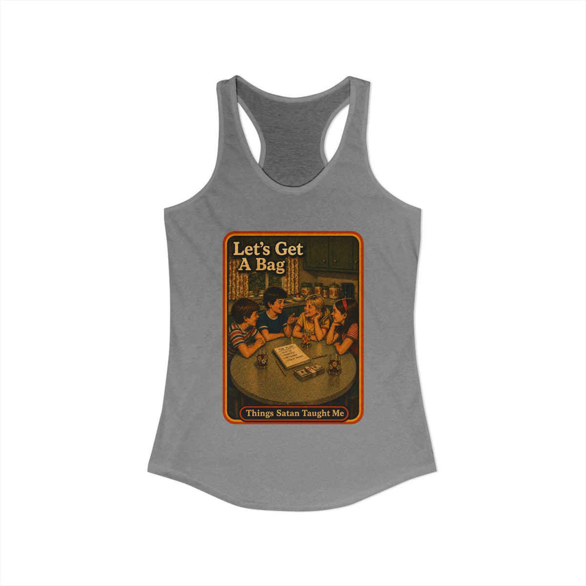 Let's Get Another Bag Racerback Tank in Heather Grey, view 2