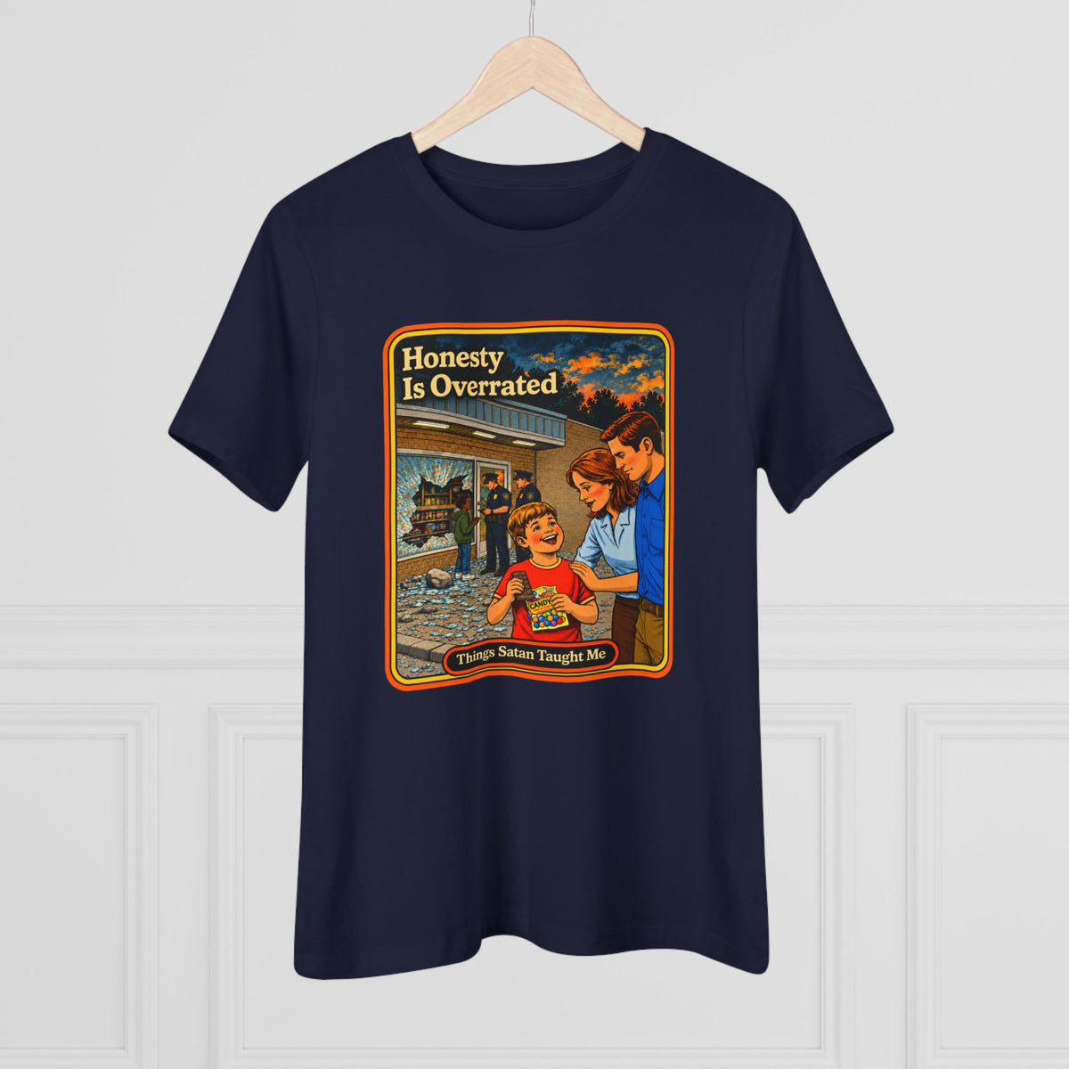 Honesty Is Overrated Women's Tee in Navy, view 4